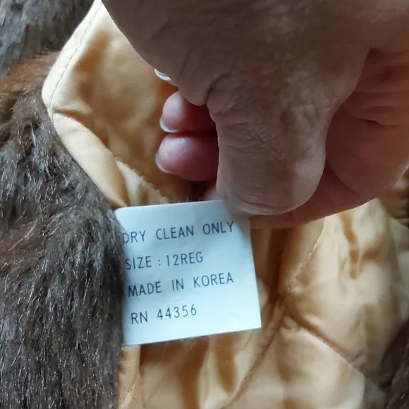 London Towne trench coat tan w brown faux fur belted vintage 12Reg womens - Picture 5 of 11